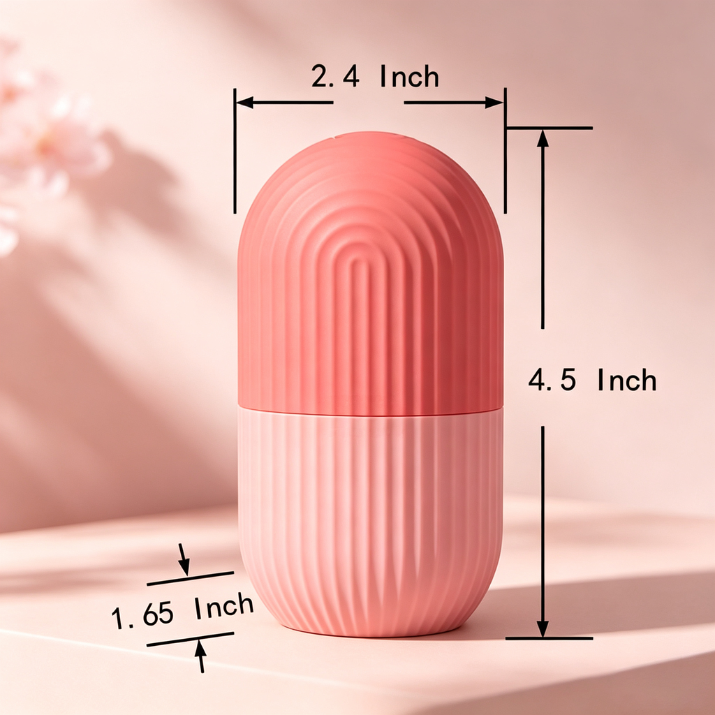 Capsule-Shaped Silicone Facial Ice Roller - Water-Fillable & Freezable / Soothes Puffiness / Minimizes Pores / Portable Beauty Tool